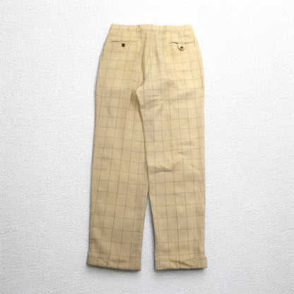 TOMMY HILFIGER 90年代 ウィンドペンチェック 2タック ワイド スラックスパンツ L クリーム リネン コットン
