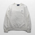 Polo by Ralph Lauren 90s Reverse Weave V-Neck Sweatshirt, Size M, White, Fleece-Lined, Small Pony Embroidery