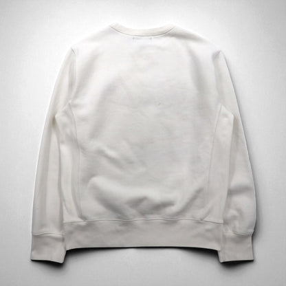 Polo by Ralph Lauren 90s Reverse Weave V-Neck Sweatshirt, Size M, White, Fleece-Lined, Small Pony Embroidery