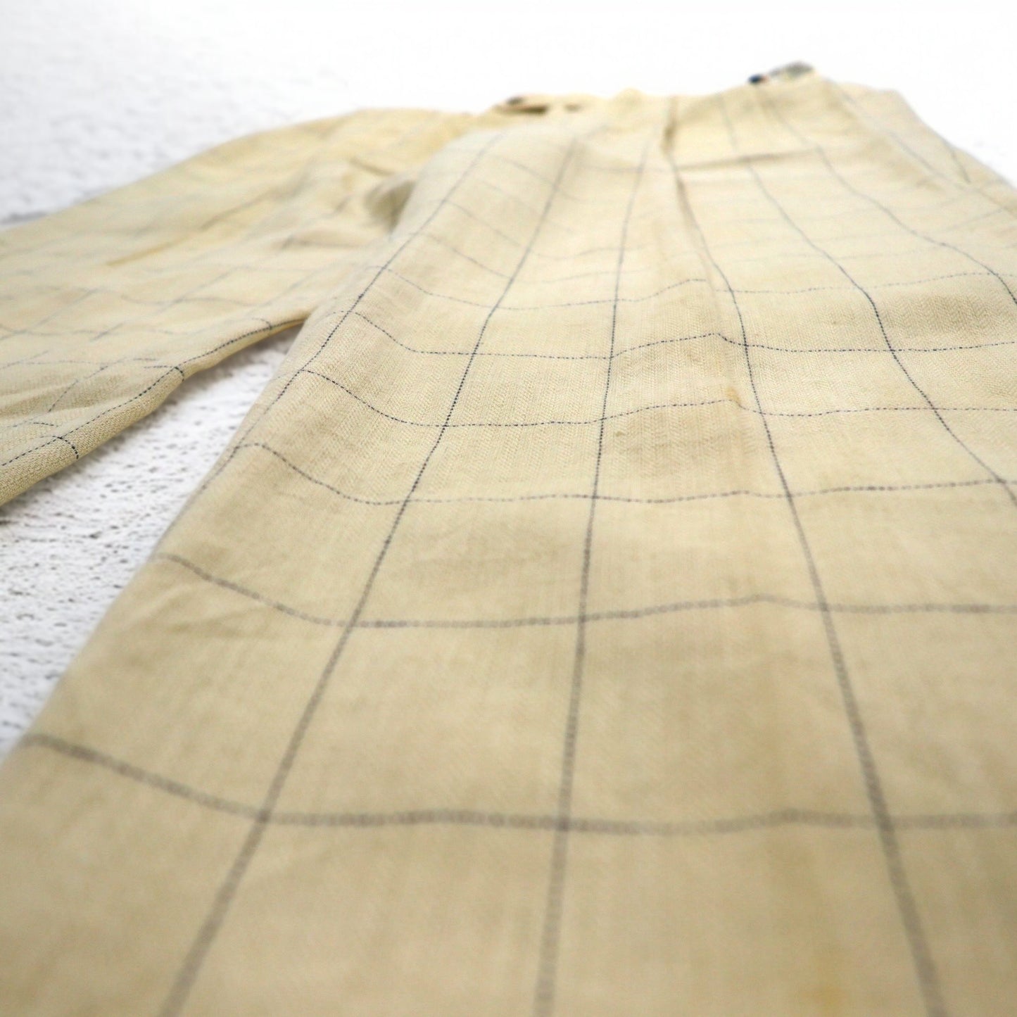 TOMMY HILFIGER 90年代 ウィンドペンチェック 2タック ワイド スラックスパンツ L クリーム リネン コットン