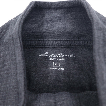 Eddie Bauer Half Button Sweatshirt XL Grey Cotton