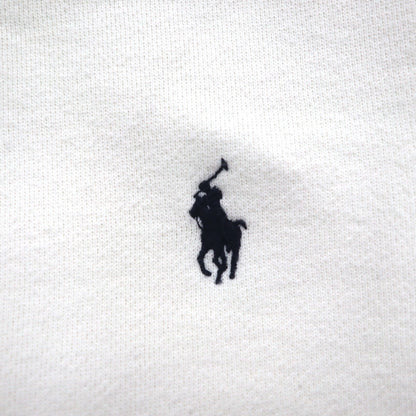 Polo by Ralph Lauren 90s Reverse Weave V-Neck Sweatshirt, Size M, White, Fleece-Lined, Small Pony Embroidery