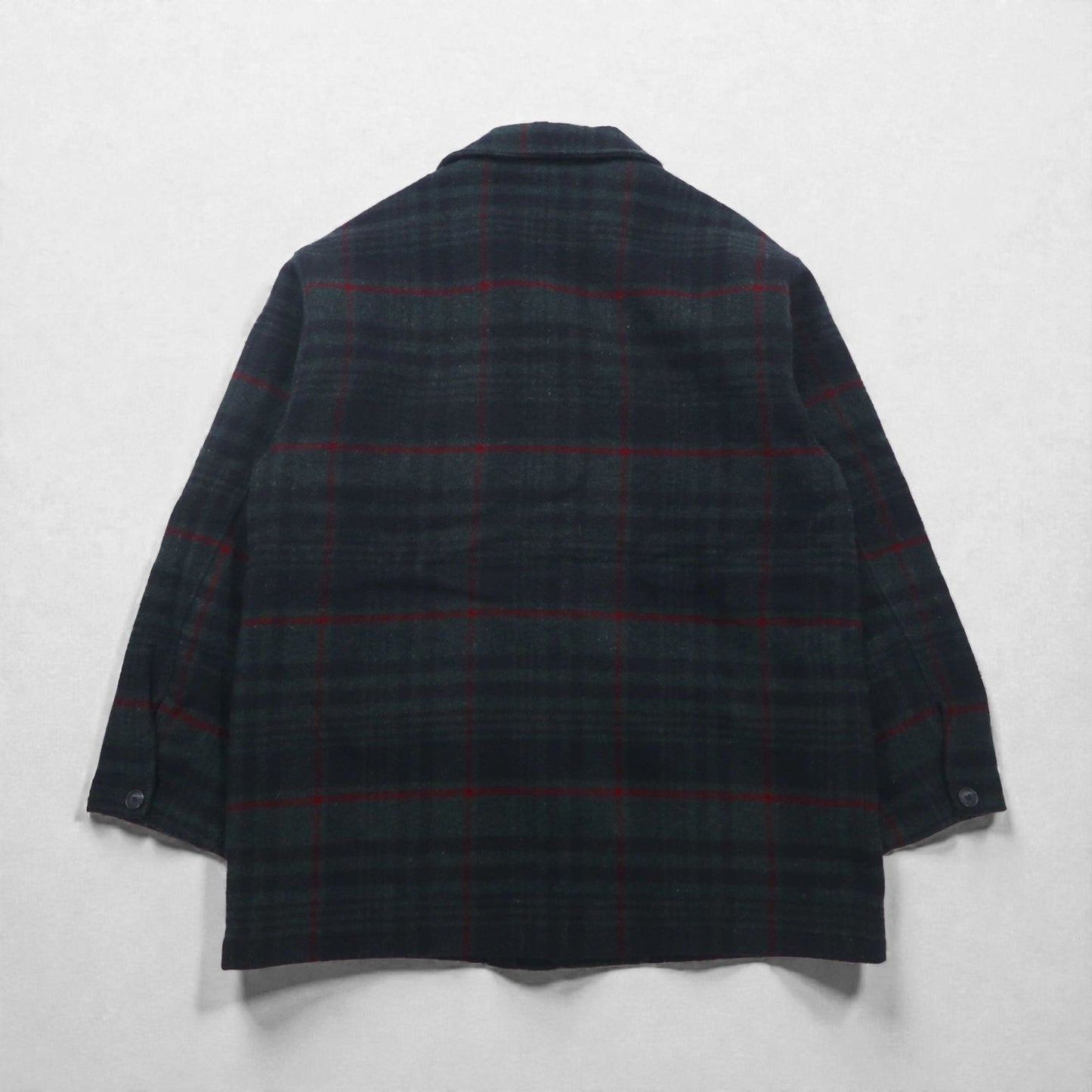Woolrich 90年代 USA製 メルトンカバーオール ウールジャケット L ブラックウォッチ グリーン チェック 中綿 キルティングライナー