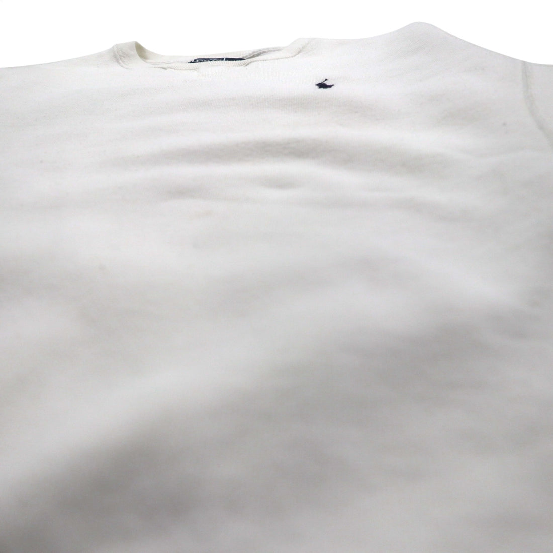 Polo by Ralph Lauren 90s Reverse Weave V-Neck Sweatshirt, Size M, White, Fleece-Lined, Small Pony Embroidery