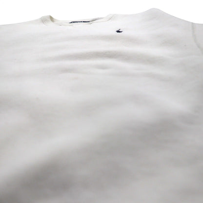 Polo by Ralph Lauren 90s Reverse Weave V-Neck Sweatshirt, Size M, White, Fleece-Lined, Small Pony Embroidery
