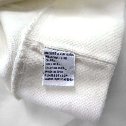 Polo by Ralph Lauren 90s Reverse Weave V-Neck Sweatshirt, Size M, White, Fleece-Lined, Small Pony Embroidery