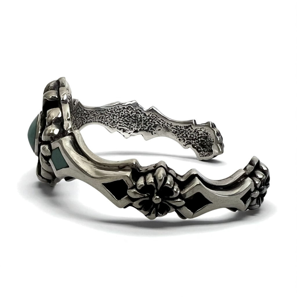 Vintage Silver Bangle Vintage Flare Floral Turquoise Bangle 925 A&amp;A Gothic