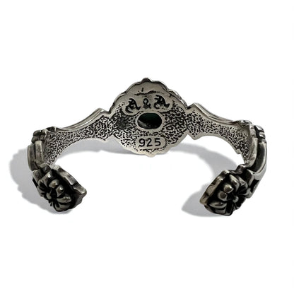 Vintage Silver Bangle ヴィンテージ フレア フローラル ターコイズ バングル 925 A&A ゴシック