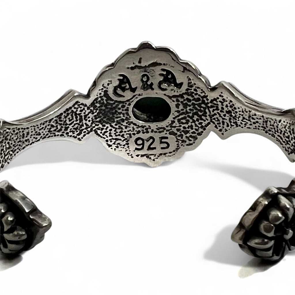 Vintage Silver Bangle Vintage Flare Floral Turquoise Bangle 925 A&amp;A Gothic