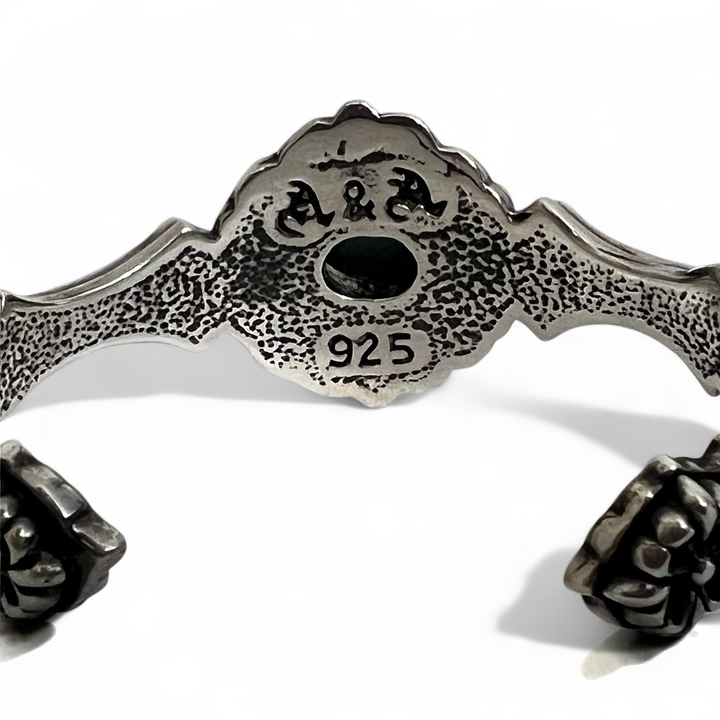 Vintage Silver Bangle ヴィンテージ フレア フローラル ターコイズ バングル 925 A&A ゴシック