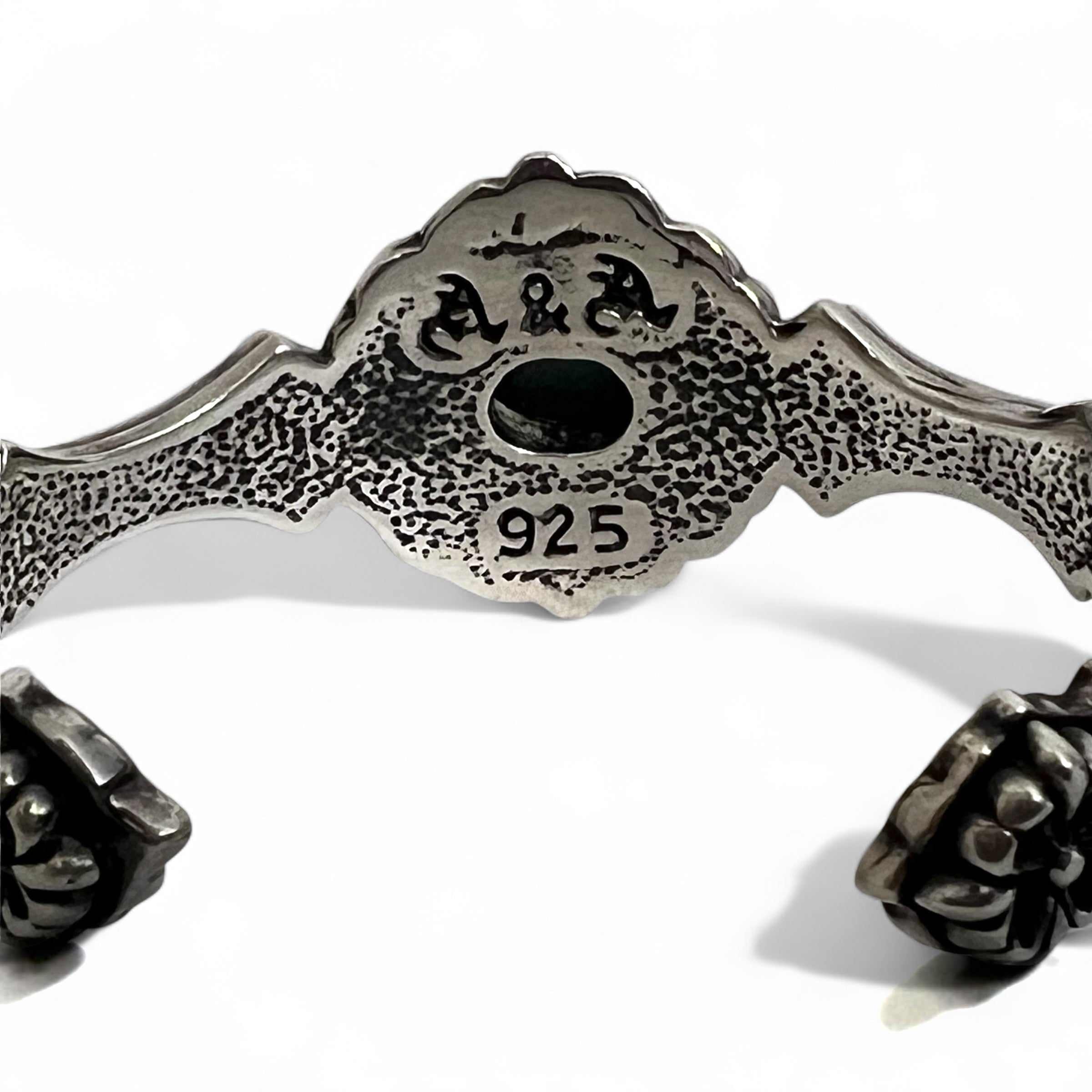 Vintage Silver Bangle Vintage Flare Floral Turquoise Bangle 925 A&amp;A Gothic