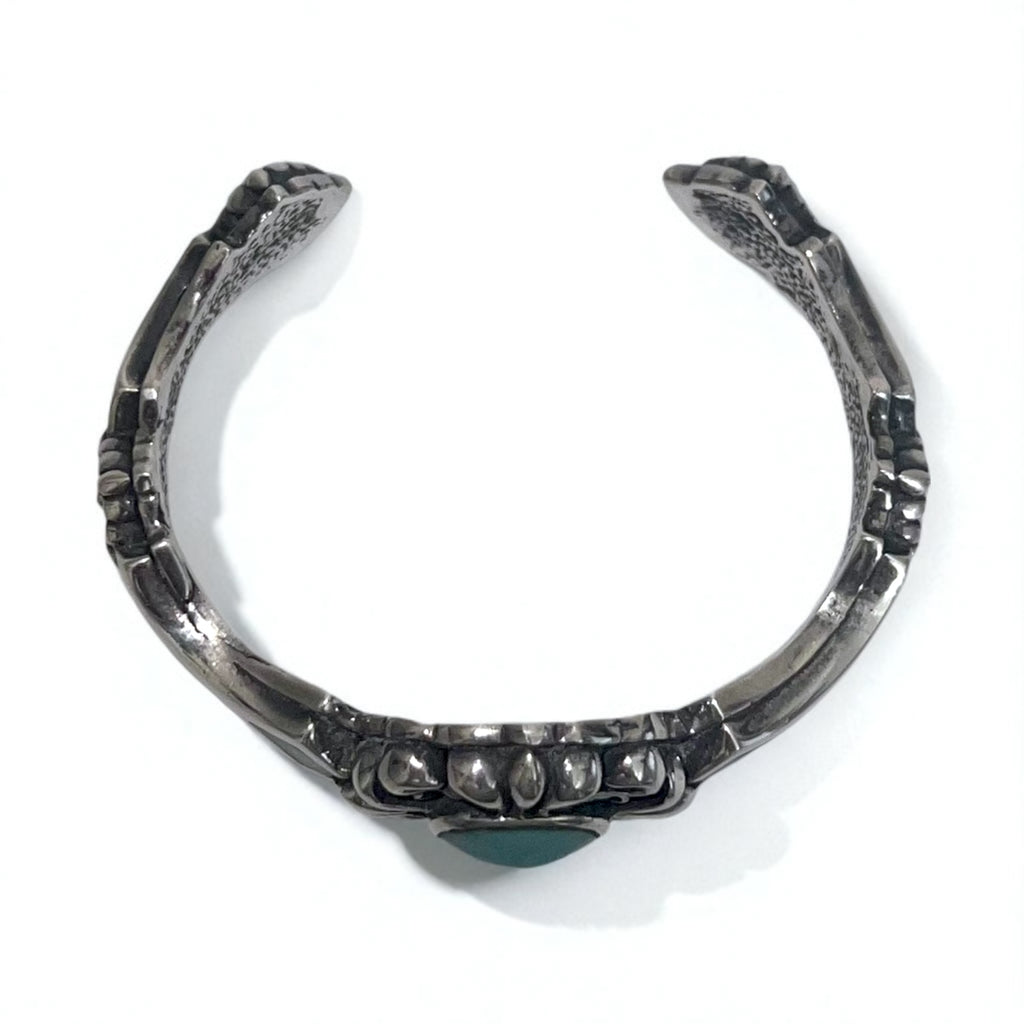 Vintage Silver Bangle Vintage Flare Floral Turquoise Bangle 925 A&amp;A Gothic