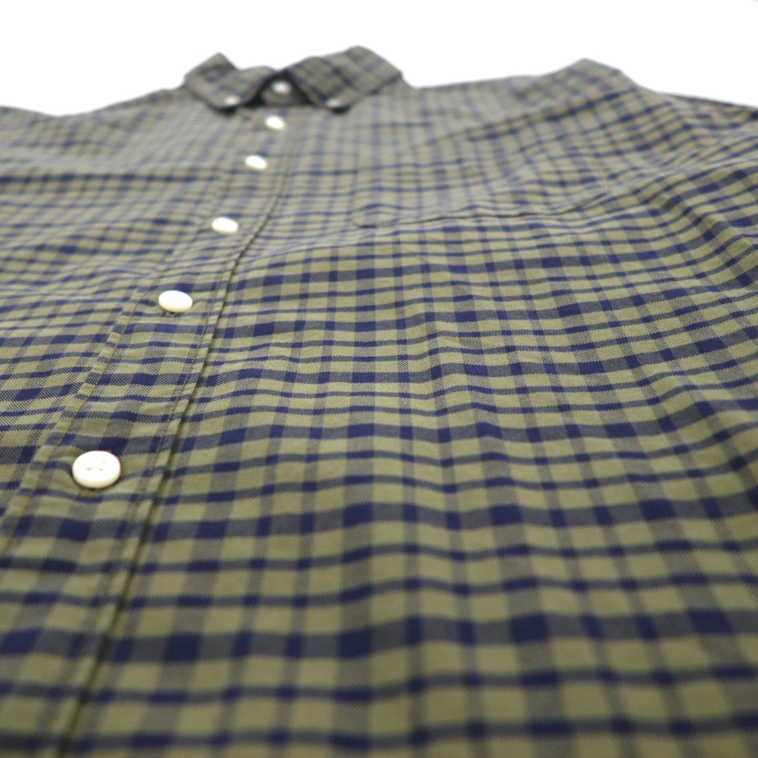 J.CREW American Pima Cotton Button Down Shirt, Size M, Khaki Check, Chest Pocket, Slim, Untucked
