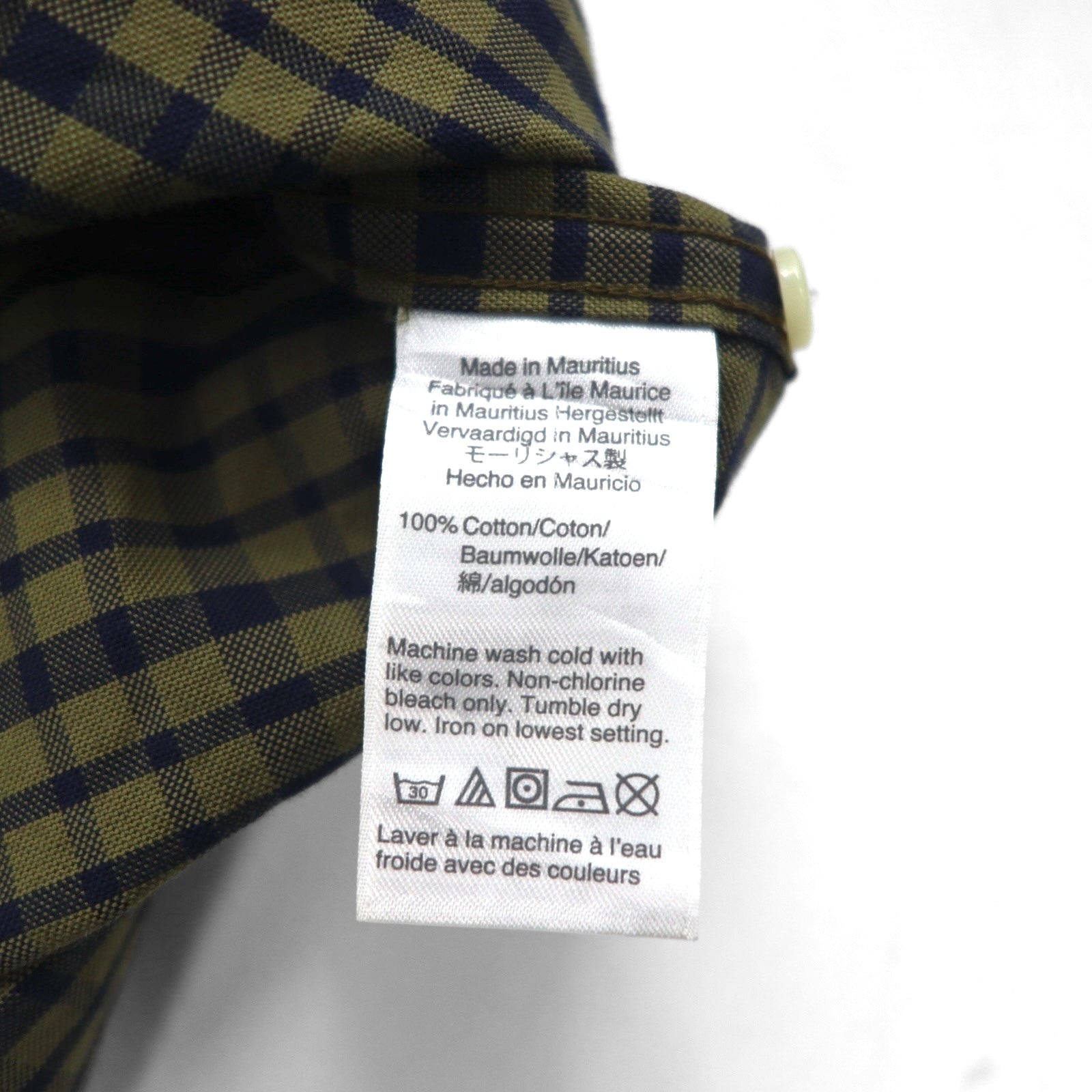 J.CREW アメリカンピマコットン ボタンダウン シャツ M カーキ チェック 胸ポケット SLIM UNTUCKED