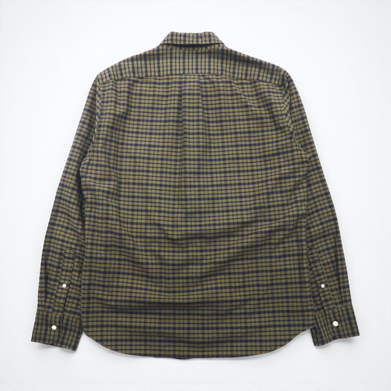 J.CREW アメリカンピマコットン ボタンダウン シャツ M カーキ チェック 胸ポケット SLIM UNTUCKED