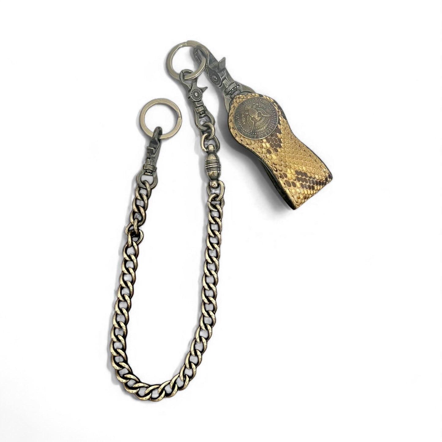 FUNNY パイソンレザー ウォレットチェーン キーリング キーホルダー コンチョ