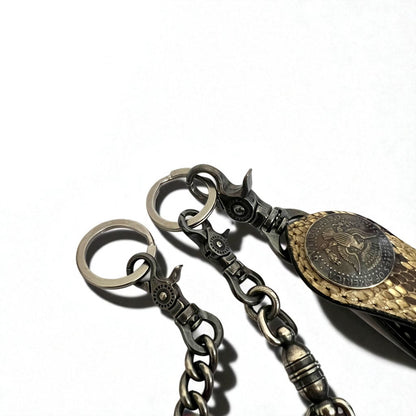 FUNNY パイソンレザー ウォレットチェーン キーリング キーホルダー コンチョ