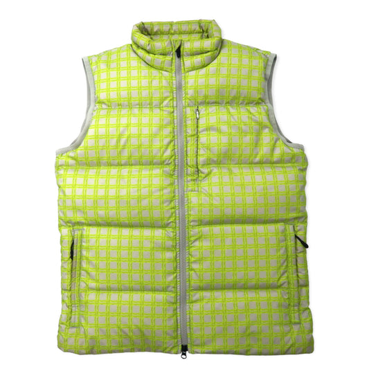 日本然リトテ-古着オンライン-NIKE 総柄 ダウンベスト M イエロー ナイロン 550フィルパワー-Nike Patterned Puffer Vest M Yellow Nylon 550 Phil Power