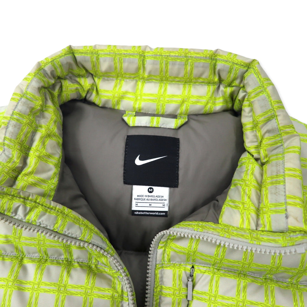NIKE All-over Pattern Down Vest M Yellow Nylon 550 Fill Power