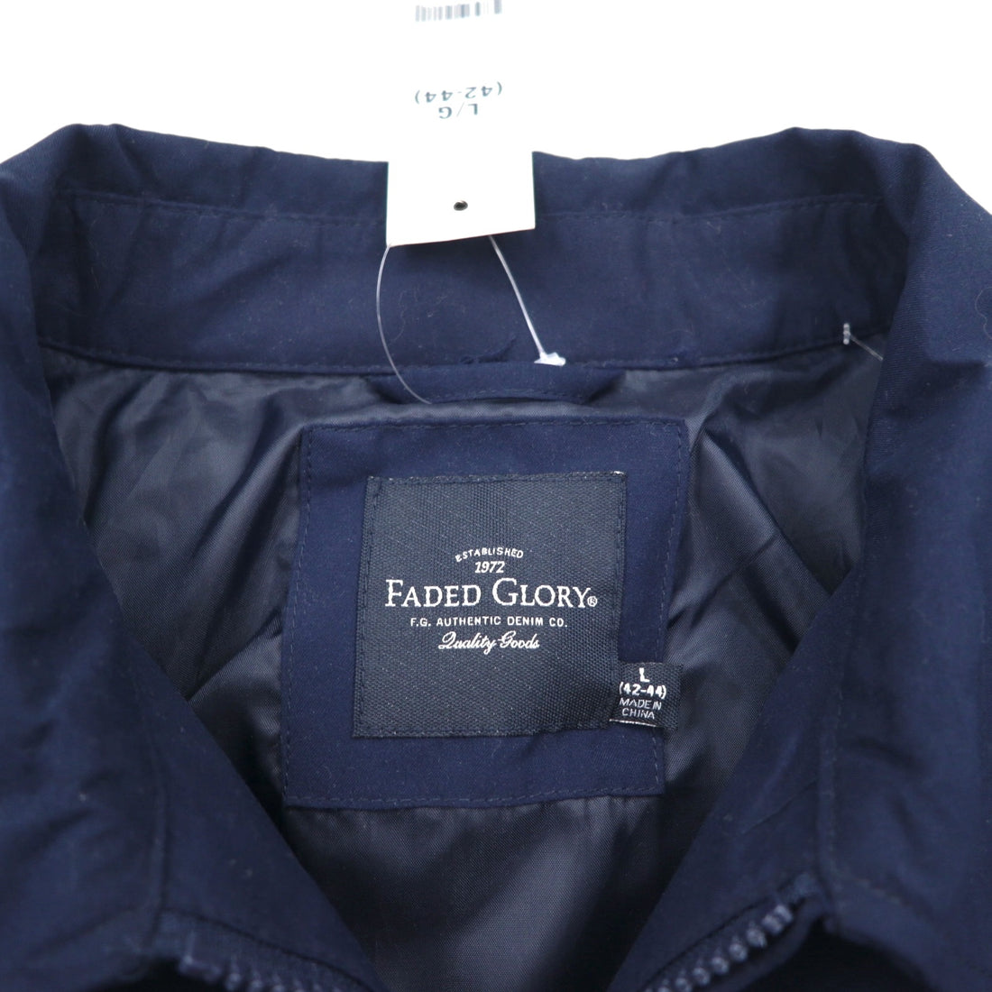 FADED GLORY Swing Top Harrington Jacket, Size L, Navy, Polyester, Unused