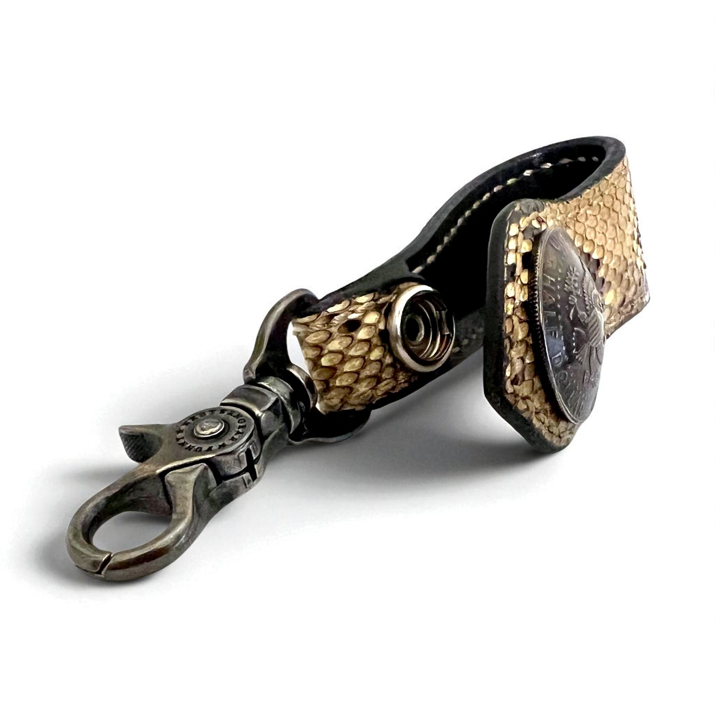 FUNNY パイソンレザー ウォレットチェーン キーリング キーホルダー コンチョ