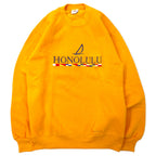 日本然リトテ-古着オンライン-Crazy Shirts USA製 90年代 刺繍 スウェット S イエロー コットン 裏起毛 HONOLULU-Crazy Shirts USA Made 90's Embroidery Sweatshirt S Yellow Cotton brushed lining HONOLULU