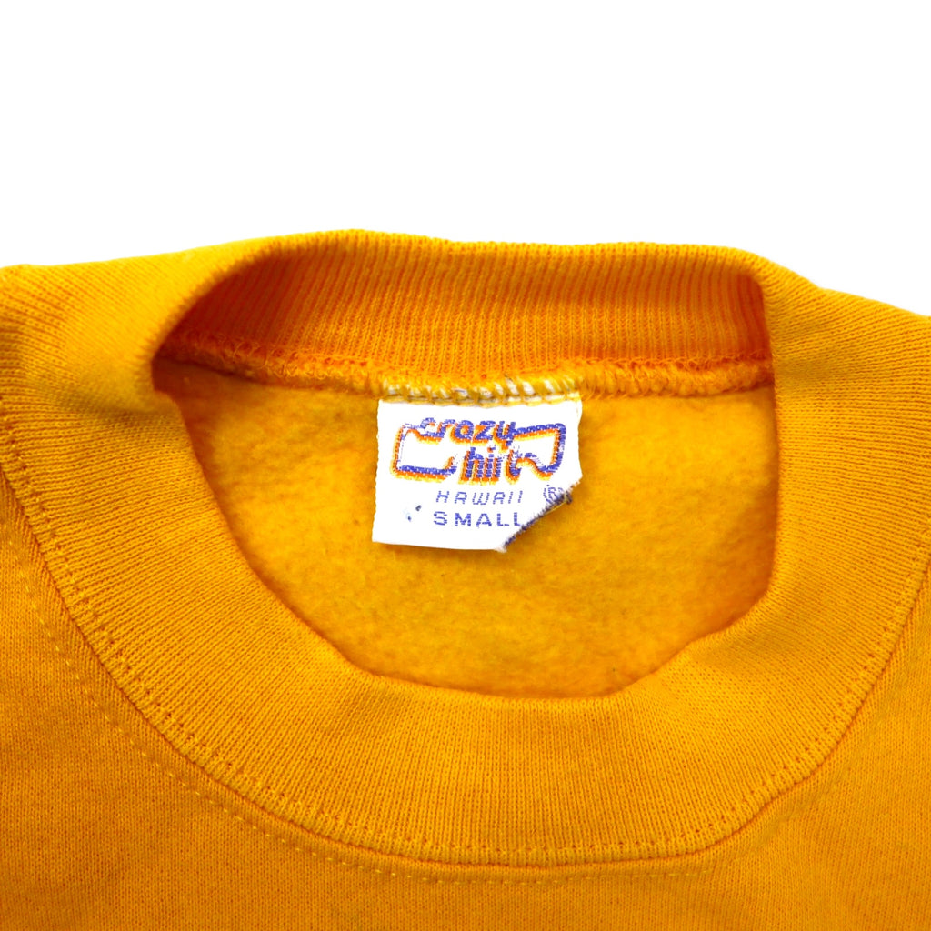 Crazy Shirts USA Made 90s Embroidered Sweatshirt S Yellow Cotton Fleece Lining HONOLULU