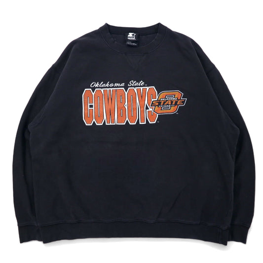 STARTER 90年代 カレッジ プリント スウェット XL ブラック コットン NCAA Oklahoma COWBOYS ビッグサイズ