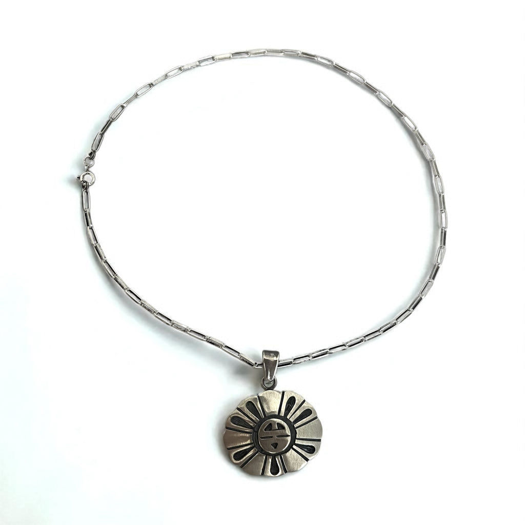 Hopi Vintage Indian Jewelry Necklace ホピ族 インディアンジュエリー サンフェイス ネックレス シルバー 925 トライバル