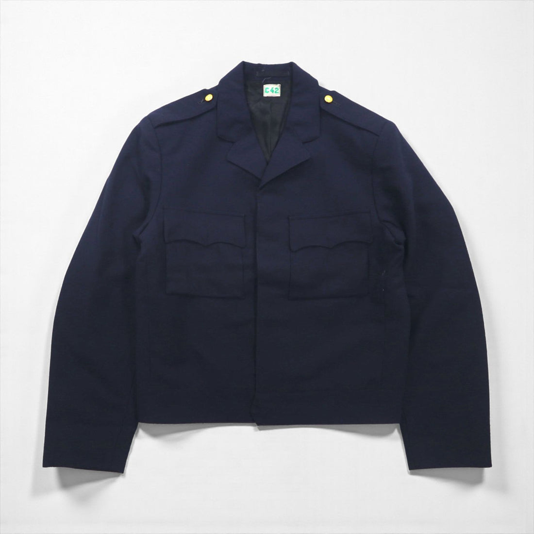 70s Swedish Vintage Military Uniform アイクジャケット ユーロ ミリタリージャケット S ショート 短丈 エポレット 金ボタン CBV KARLSKRONA 70年代 スウェーデン軍