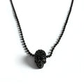 Justin Davis ナチュラル NATURAL スカル ネックレス BLACK SPINEL WHITE TOPAZ シルバー925 ボールチェーン
