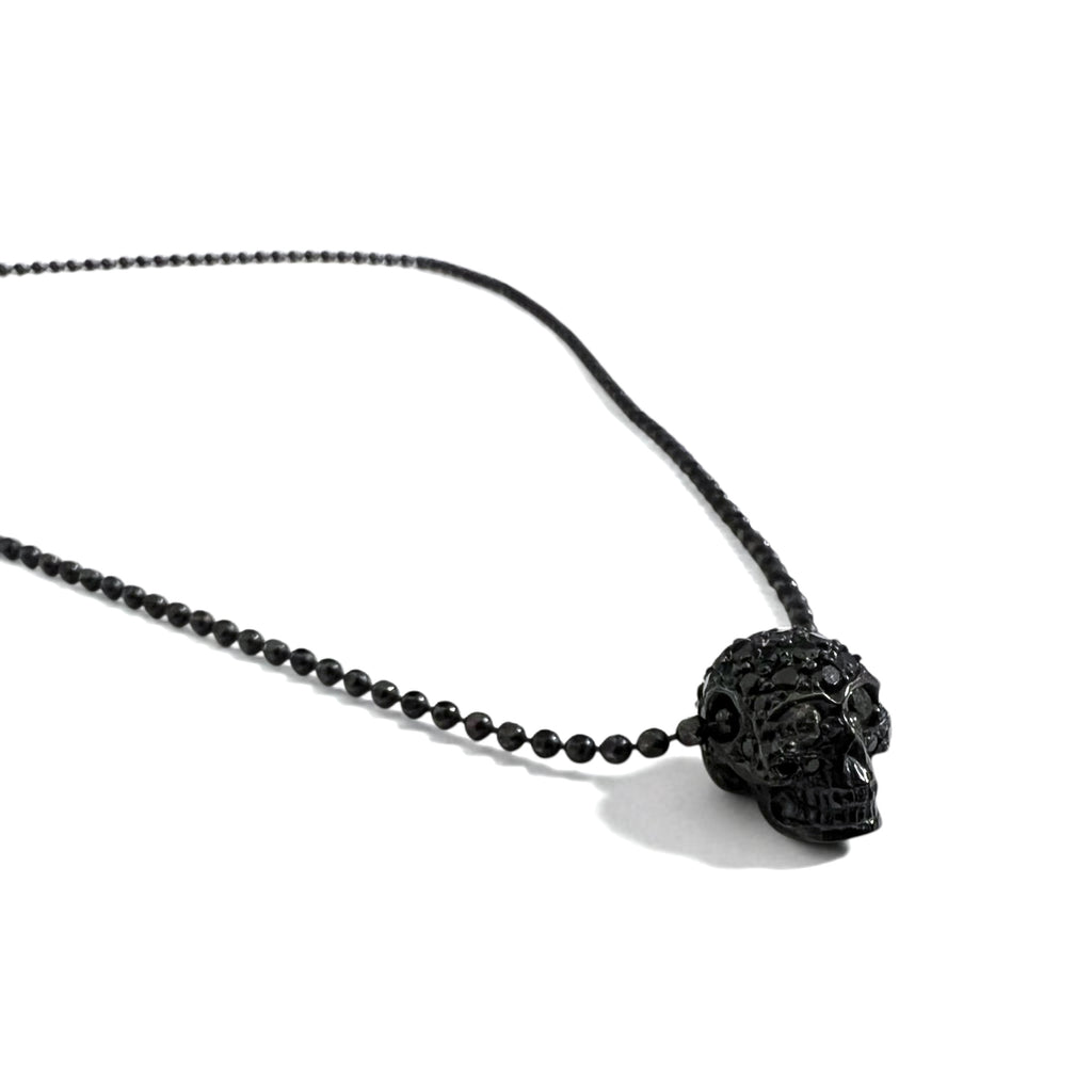 Justin Davis ナチュラル NATURAL スカル ネックレス BLACK SPINEL WHITE TOPAZ シルバー925 ボールチェーン