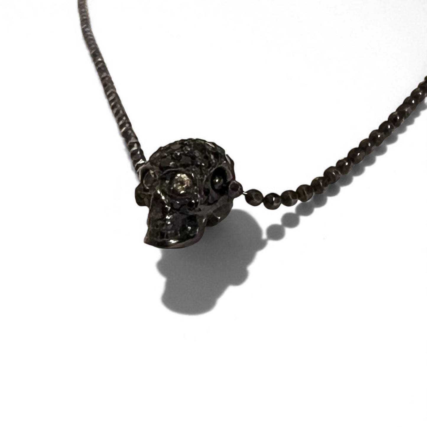 Justin Davis ナチュラル NATURAL スカル ネックレス BLACK SPINEL WHITE TOPAZ シルバー925 ボールチェーン