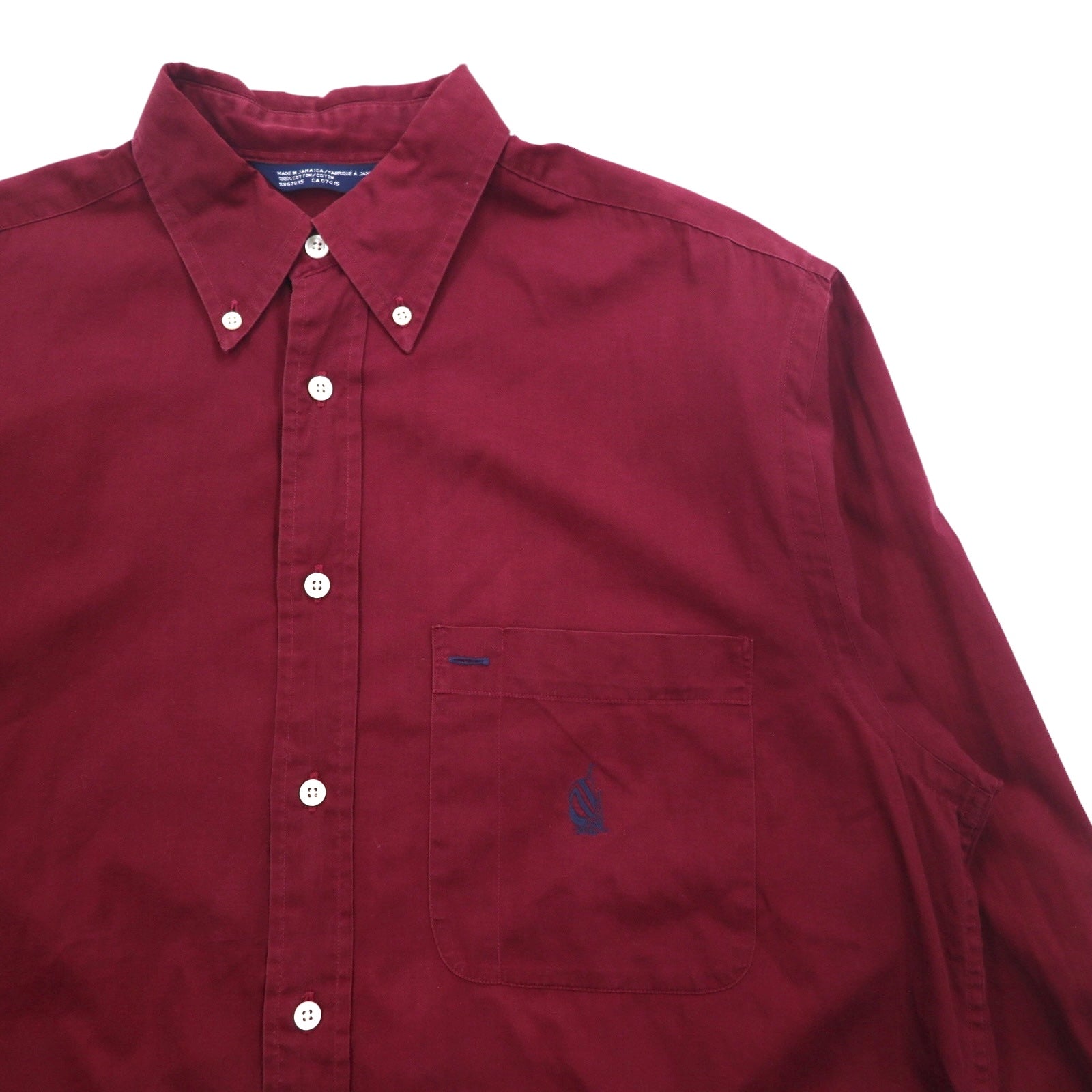 nautica 90s button down shirt, XL, burgundy, cotton, made in Jamaica