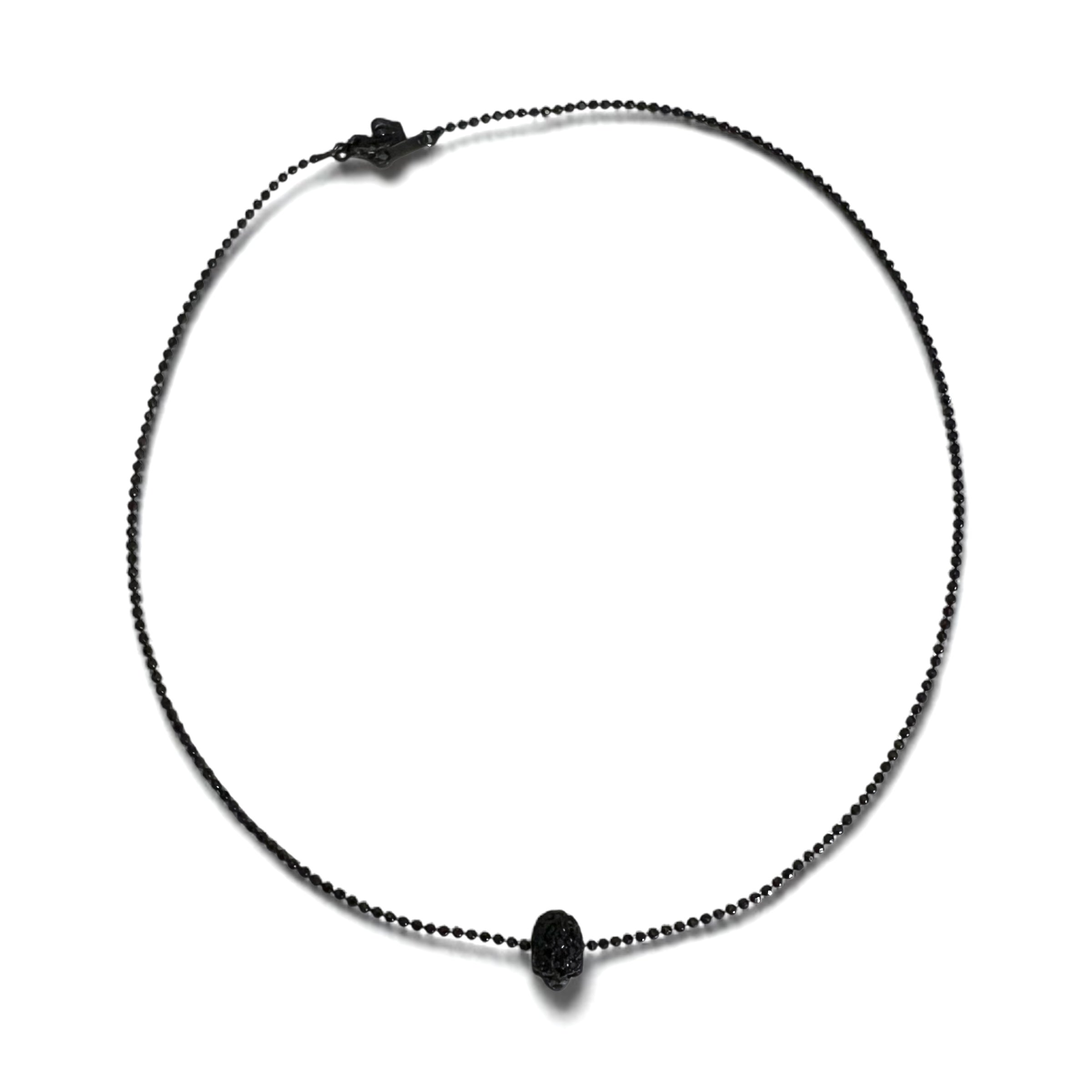 Justin Davis ナチュラル NATURAL スカル ネックレス BLACK SPINEL WHITE TOPAZ シルバー925 ボールチェーン