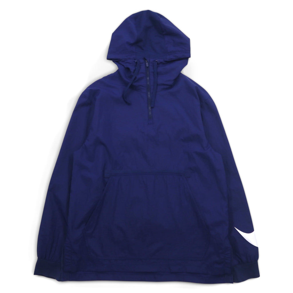 NIKE ハーフジップ アノラックパーカー M ネイビー 袖ロゴ スウォッシュ NSW JKT HD WVN PKBL 833867-429