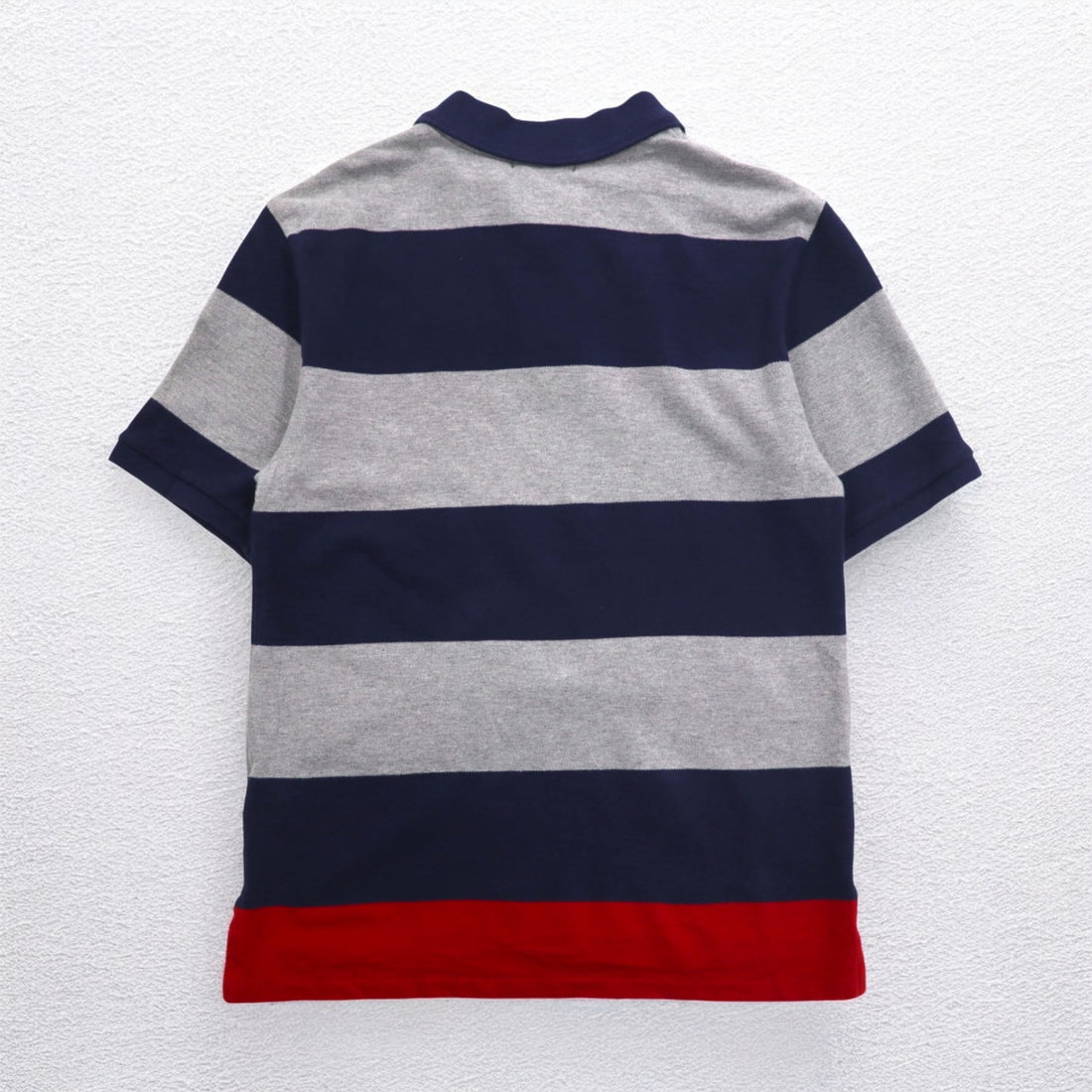 POLO RALPH LAUREN Striped Polo Shirt L Gray Navy Cotton Pique Small Pony Embroidery