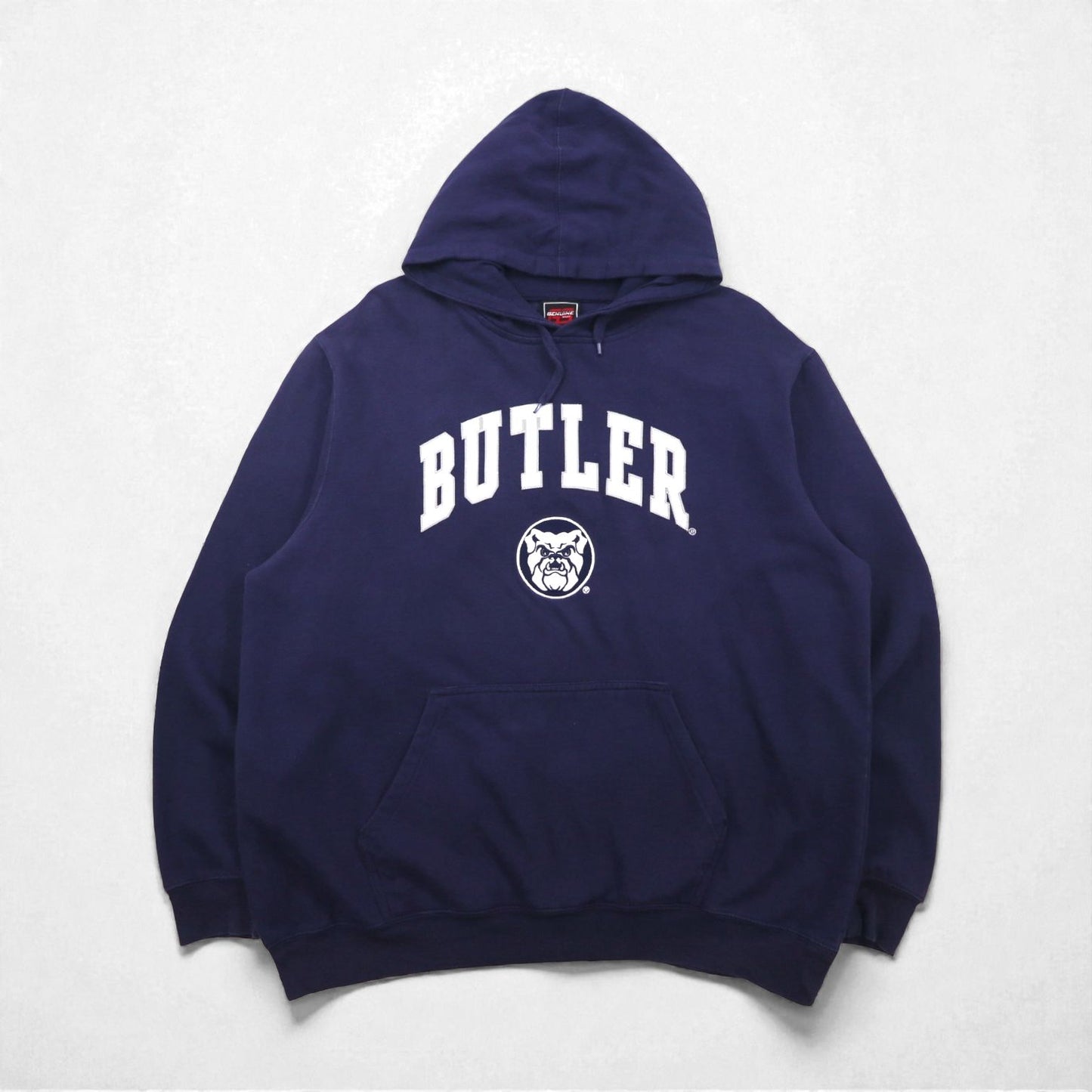 GENUINE STUFF カレッジ アーチロゴ パーカー 2XL ネイビー コットン カンガルーポケット BUTLER