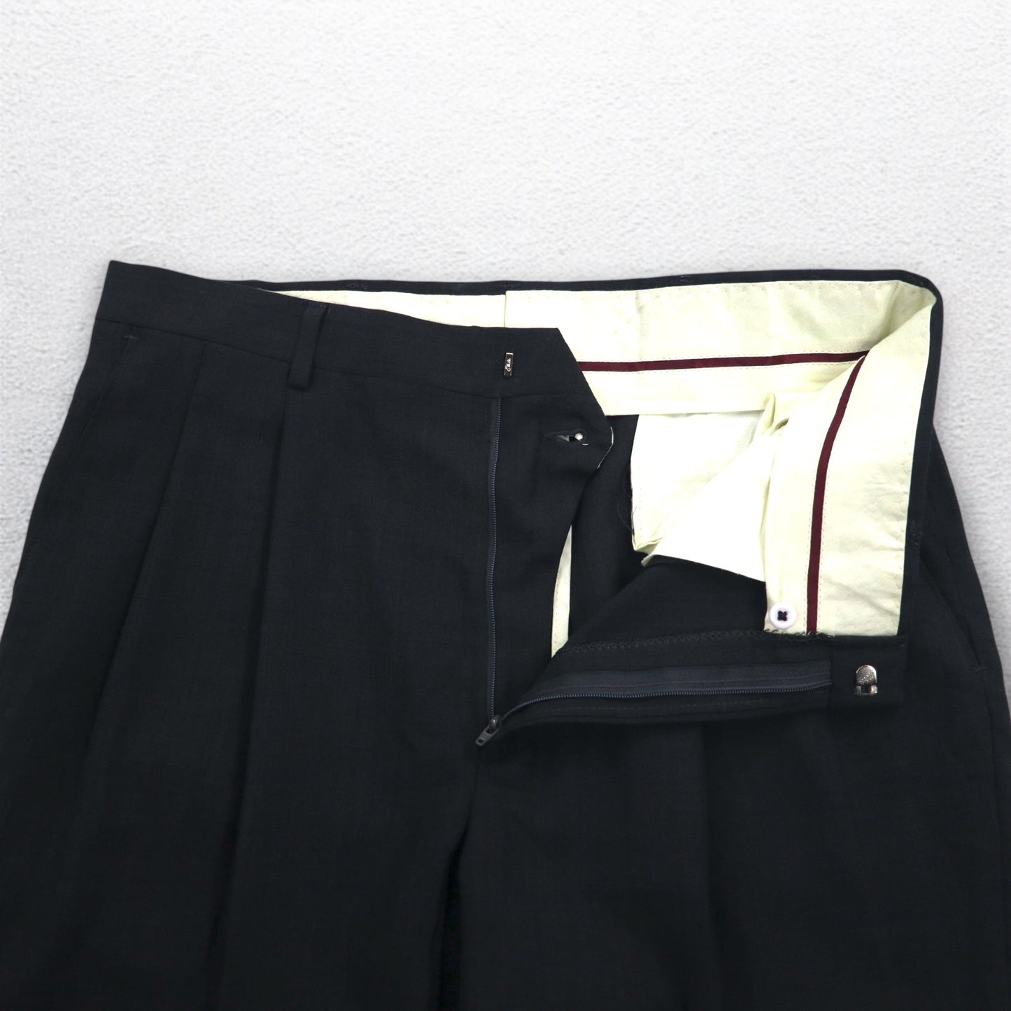 USA製 80年代 HAGGAR 2タック センタープレス スラックスパンツ M グレー ポリエステル ウール