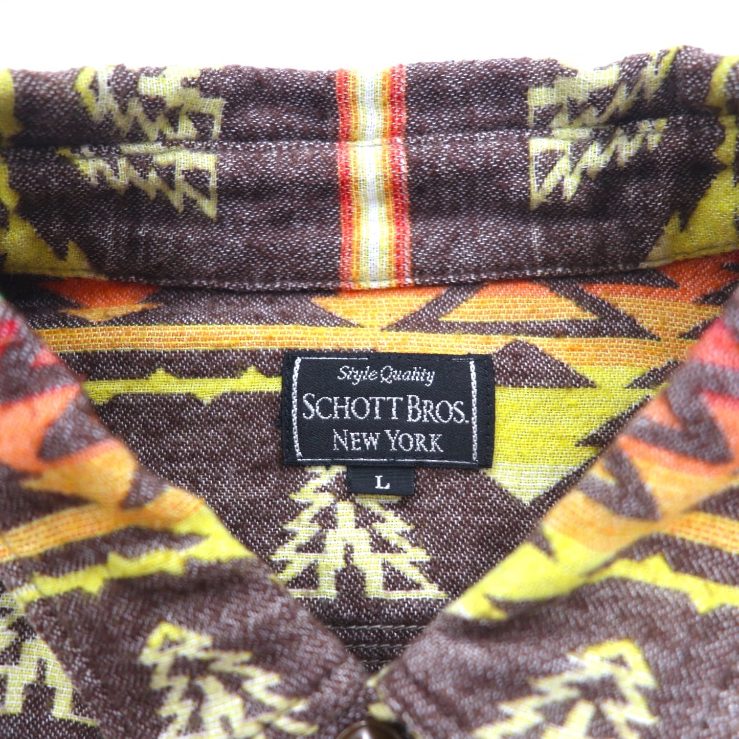 SCHOTT BROS. Native American print flannel shirt, L, multicolor, cotton, chest pocket, 3105047
