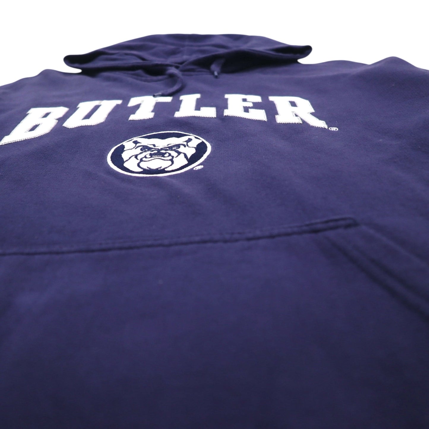 GENUINE STUFF カレッジ アーチロゴ パーカー 2XL ネイビー コットン カンガルーポケット BUTLER