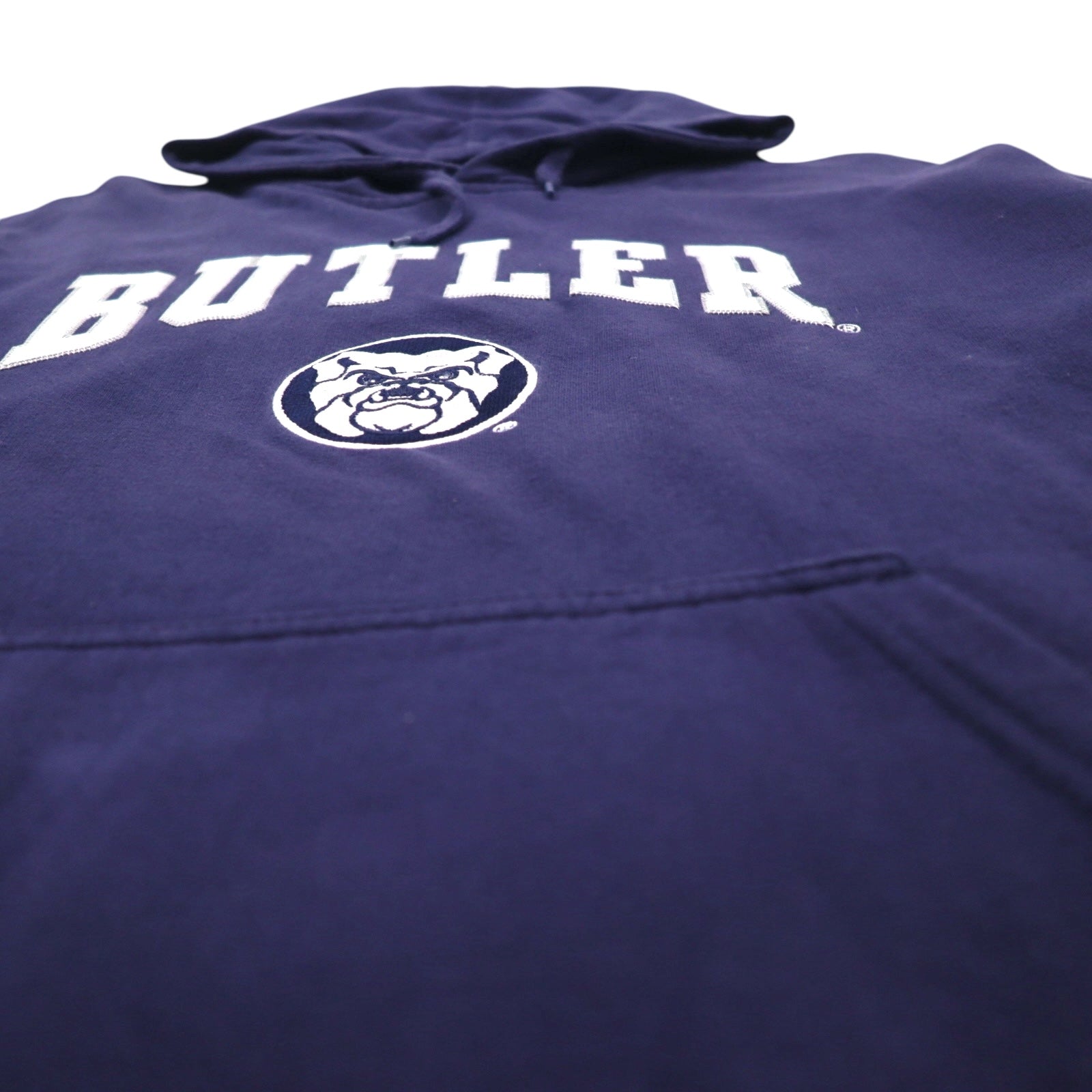 GENUINE STUFF カレッジ アーチロゴ パーカー 2XL ネイビー コットン カンガルーポケット BUTLER