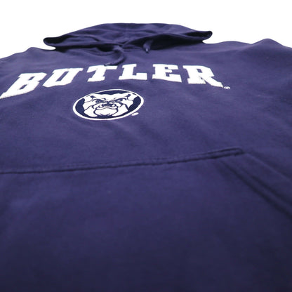 GENUINE STUFF カレッジ アーチロゴ パーカー 2XL ネイビー コットン カンガルーポケット BUTLER