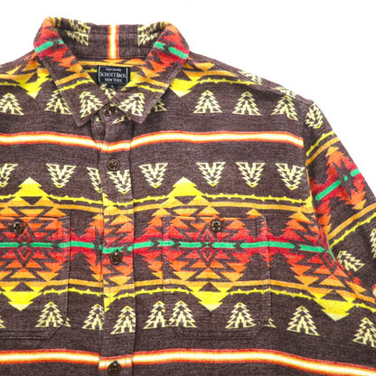 SCHOTT BROS. Native American print flannel shirt, L, multicolor, cotton, chest pocket, 3105047