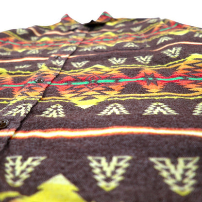 SCHOTT BROS. Native American print flannel shirt, L, multicolor, cotton, chest pocket, 3105047