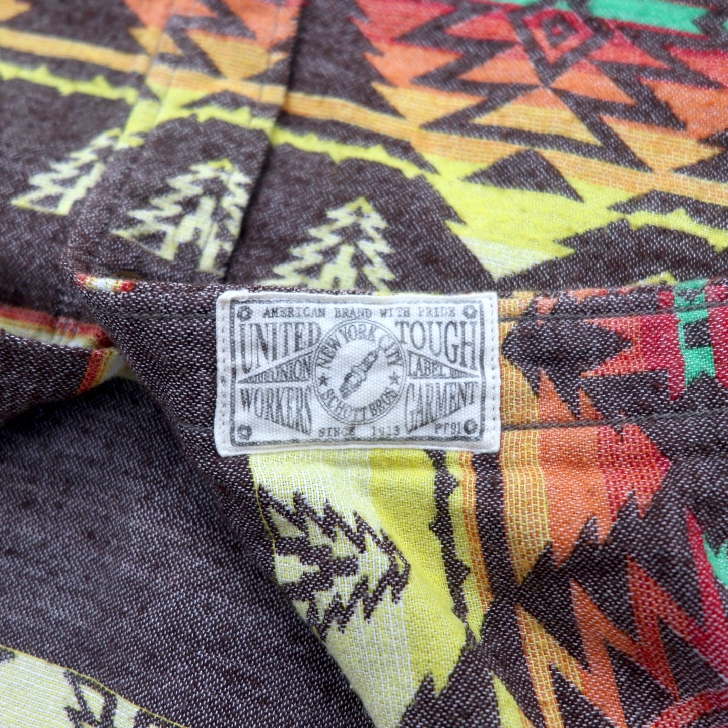 SCHOTT BROS. Native American print flannel shirt, L, multicolor, cotton, chest pocket, 3105047