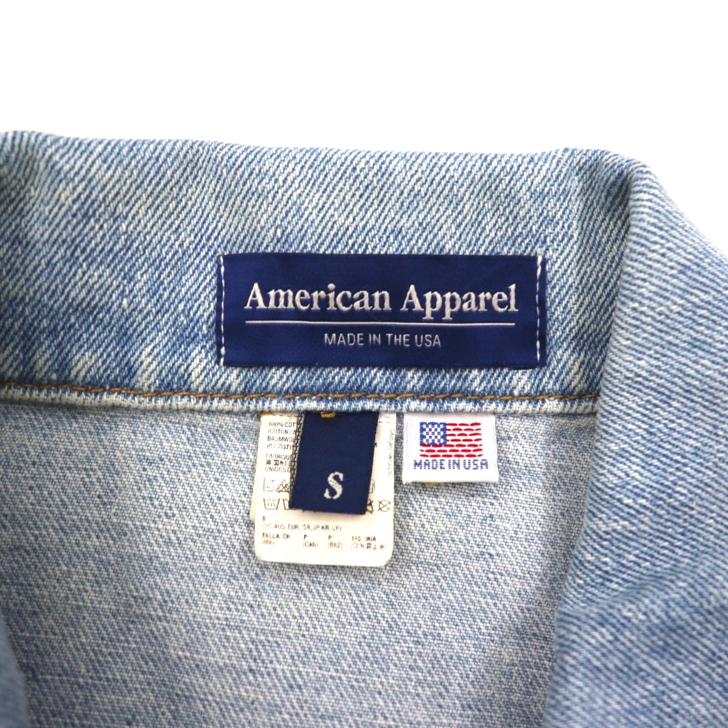 American Apparel USA製 デニムジャケット Gジャン S インディゴ ブルー コットン