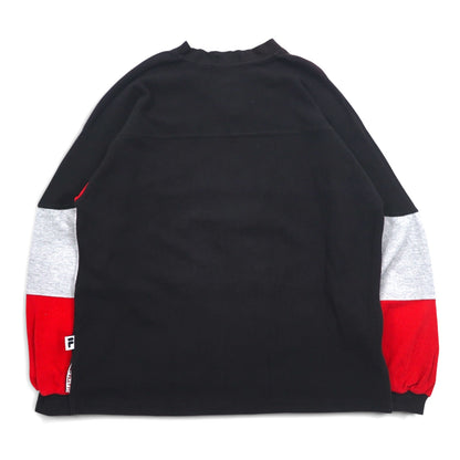 FILA 90年代 Vネック スウェット L ブラック コットン