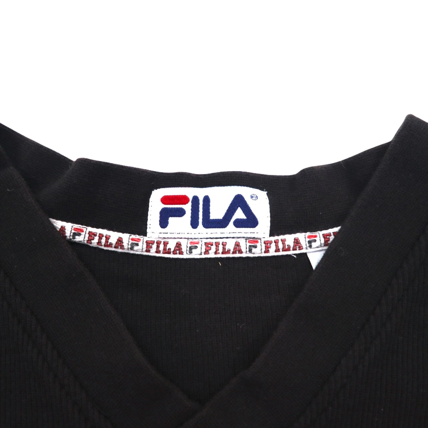 FILA 90年代 Vネック スウェット L ブラック コットン