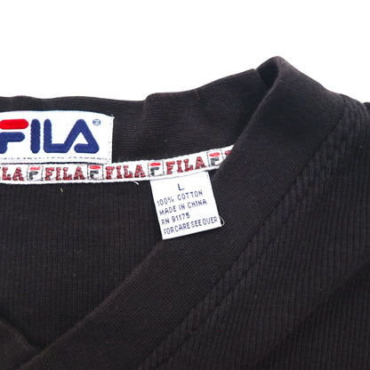 FILA 90年代 Vネック スウェット L ブラック コットン